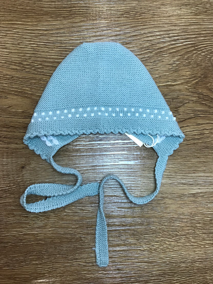 Cuffia PCS verde con lacci e pois bianchi