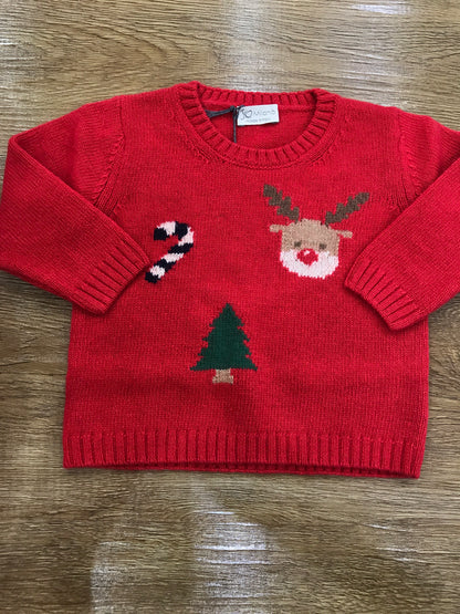 Maglione Jo Milano in lana rosso con piccole decorazioni natalizie sul davanti