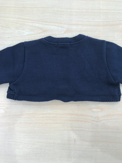 Cardigan Jo Milano in filo blu scuro aperto sul davanti