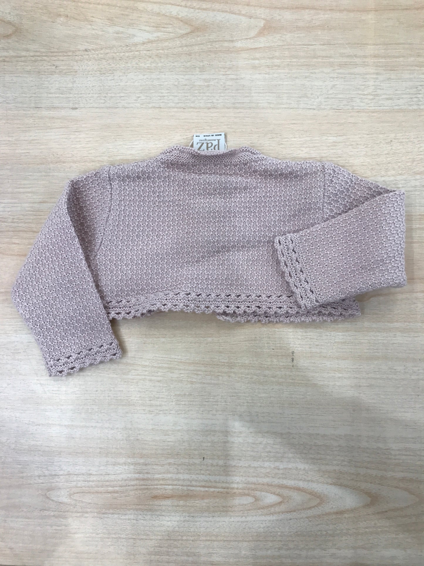 Cardigan Paz Rodriguez in filo rosa antico smerlato con piccolo bottoncini
