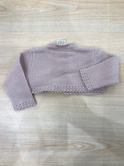 Cardigan Paz Rodriguez in filo rosa antico smerlato con piccolo bottoncini