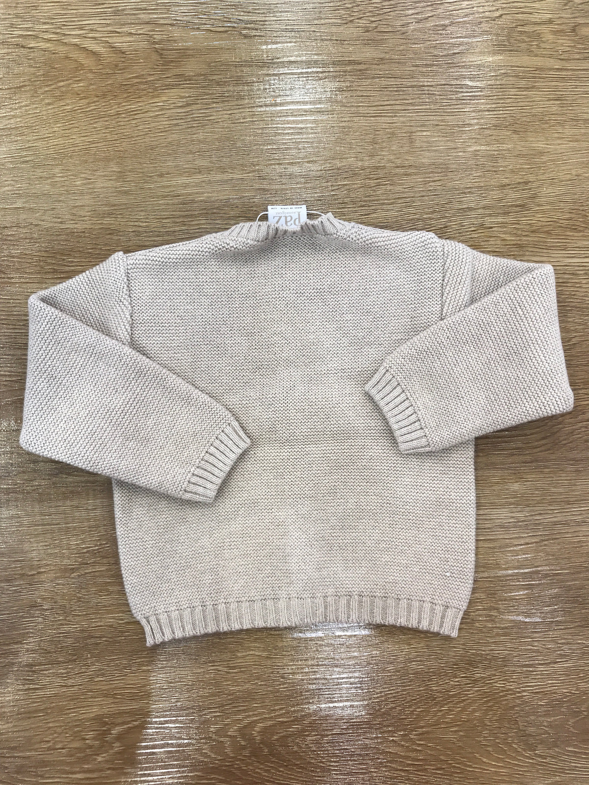 Cardigan Paz Rodriguez in lana tortora con piccoli bottoncini e finte tasche sul davanti