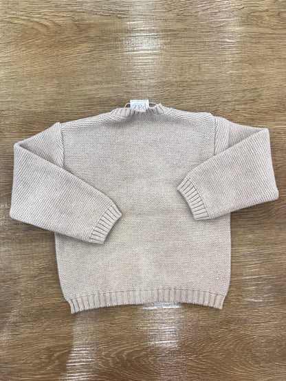 Cardigan Paz Rodriguez in lana tortora con piccoli bottoncini e finte tasche sul davanti