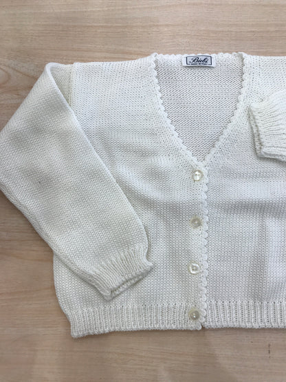 Cardigan Biebi in filo panna con bottoncini sul davanti