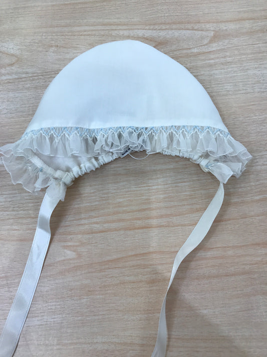 Cuffia Piccola Giuggiola in organza in seta con lavorazione di punto smock doppio