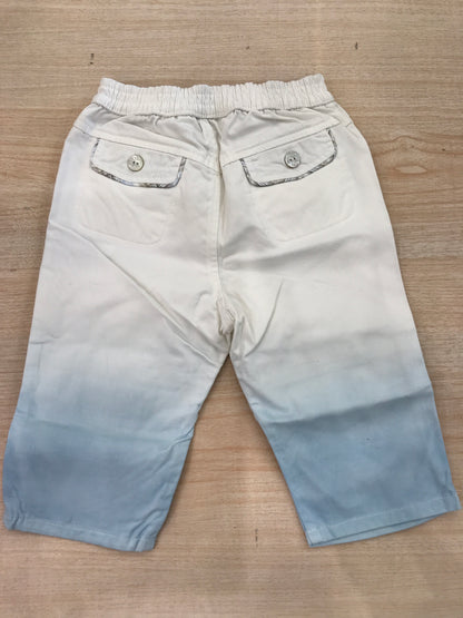 Pantalone Baby Dior in cotone bianco e celeste sfumato