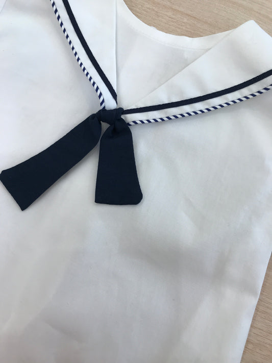 Completo Cielo Blu in cotone mezza manica con profilo blu stile marinaretto