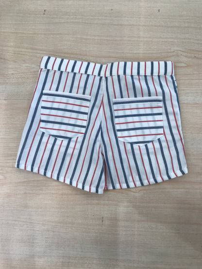 Pantalone Coccodè in cotone bianco a righe rosse e blu