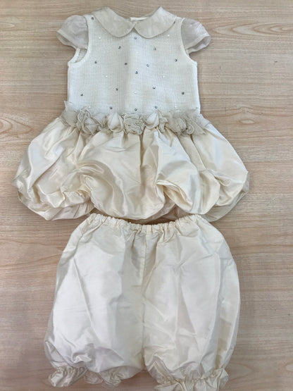 Abito Ladia con rusche fiori a sbuffo con culotte abbinata