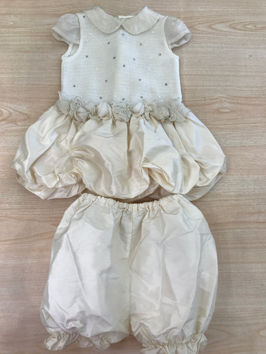 Abito Ladia con rusche fiori a sbuffo con culotte abbinata