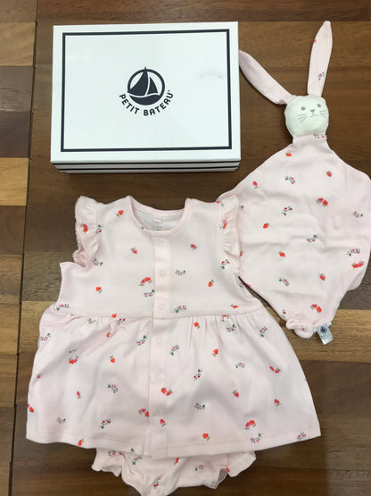 Set Petit Bateau con completino a fiori e doudou