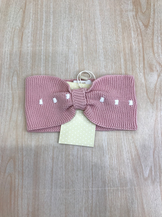 Fascia PCS in filo rosa con nodino e pois bianchi sul davanti