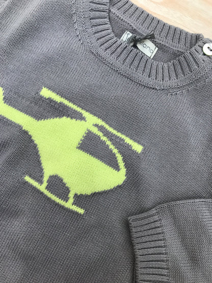 Maglione Jo Milano in filo manica lunga con elicottero ricamato sul davanti