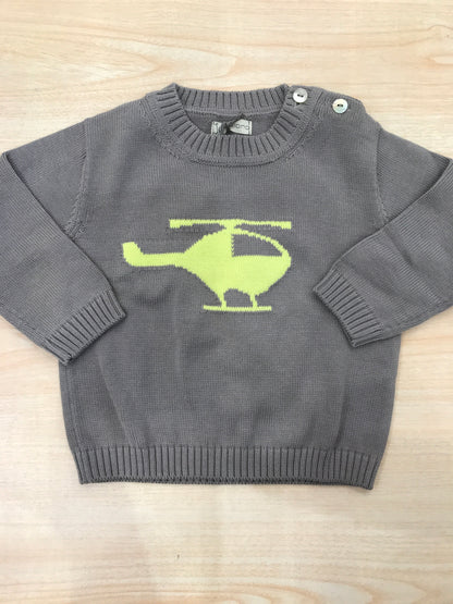 Maglione Jo Milano in filo manica lunga con elicottero ricamato sul davanti