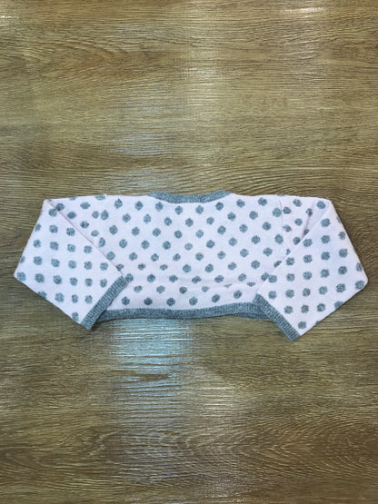 Cardigan Coccodè in lana rosa con pois in grigio