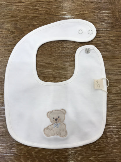 Bavetta Baby Gi in cotone panna con orsetto sul davanti