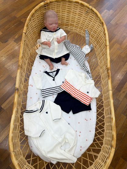 Coordinato nascita fratellino e sorellina  Petit Bateau in cotone tema marinaretto
