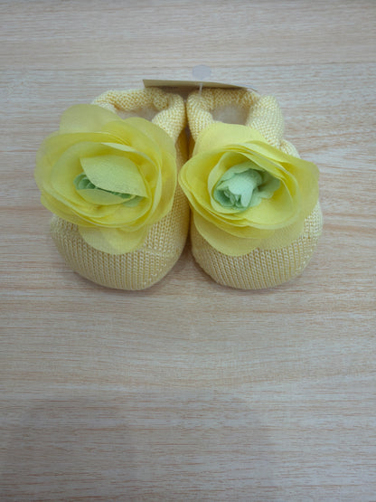 Babbucce Story Loris in filo giallo con fiore sul davanti verde e giallo