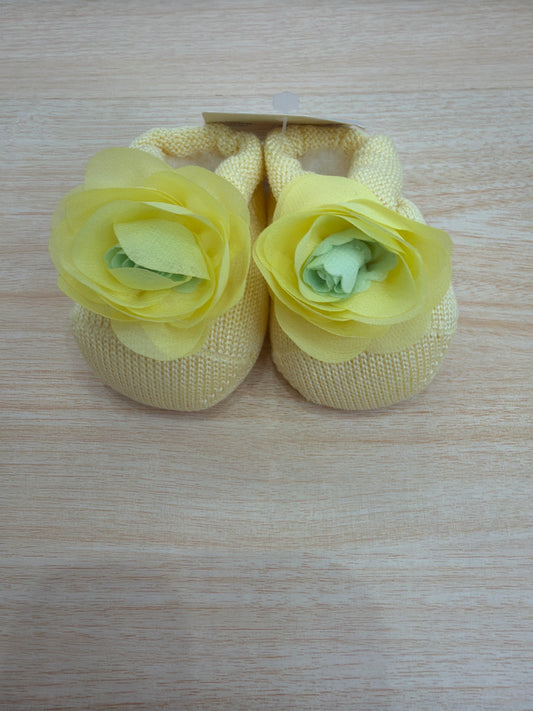 Babbucce Story Loris in filo giallo con fiore sul davanti verde e giallo