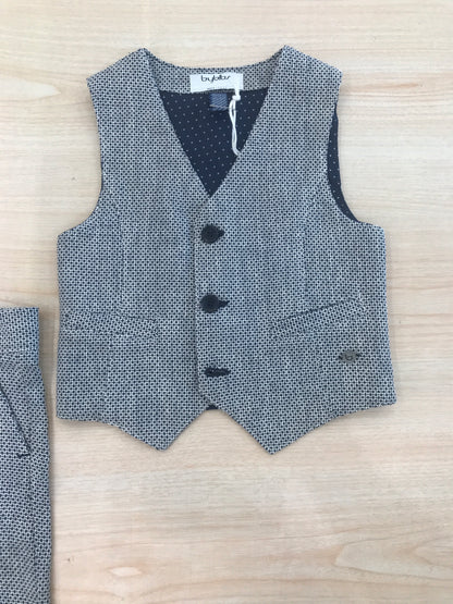 Completo Byblos in cotone gilet con bermuda blu scuro con rifiniture bianche