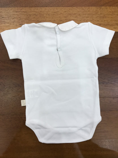 Body Baby Gi in cotone con collo con profilo con pois rosa mezza manica