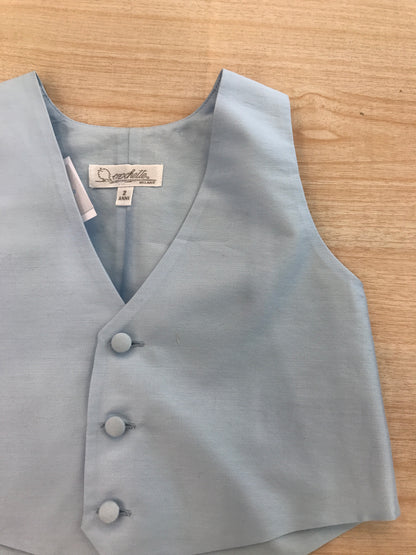 Gilet Crochette celeste con bottoncini