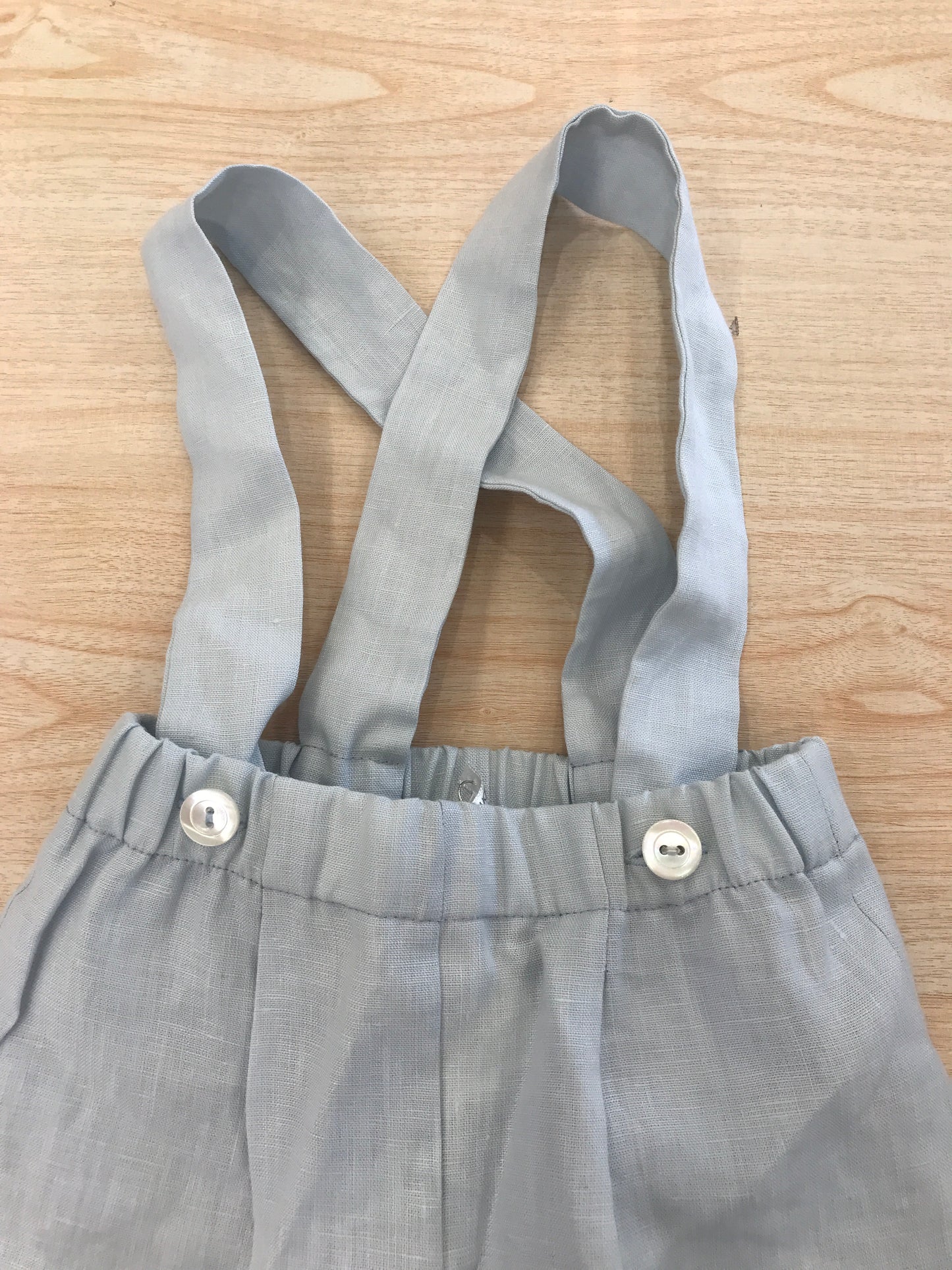 Pantalone Colibrì in lino a sbuffo con bretelle