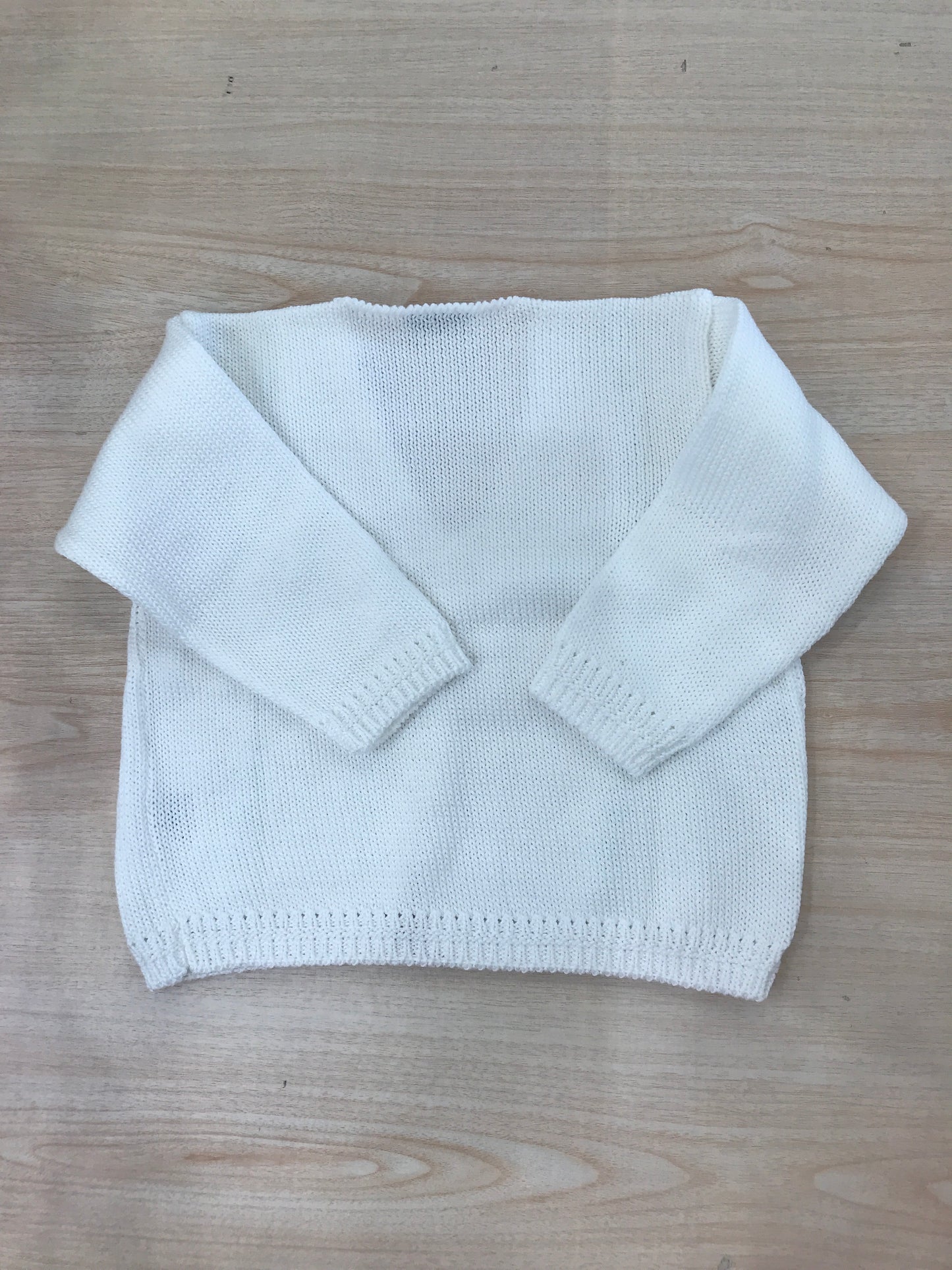 Cardigan Biebi in filo bianco manica lunga con passanastro celeste chiaro