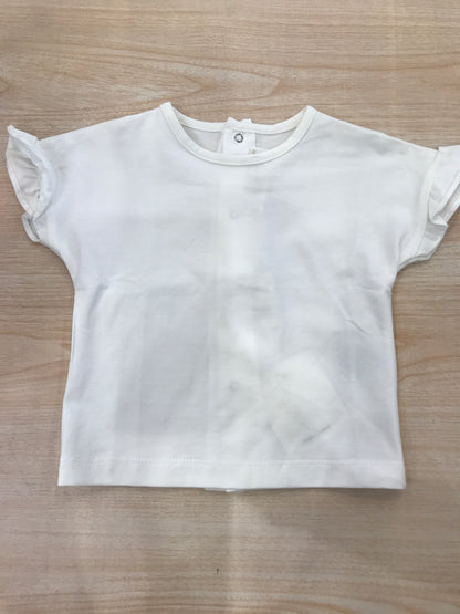 T-shirt Cielo Blu in cotone mezza manica con rusche