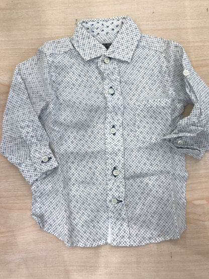 Camicia Croce Fisso Milano manica lunga con colletto a punta piccoli bottoncini e pois blu