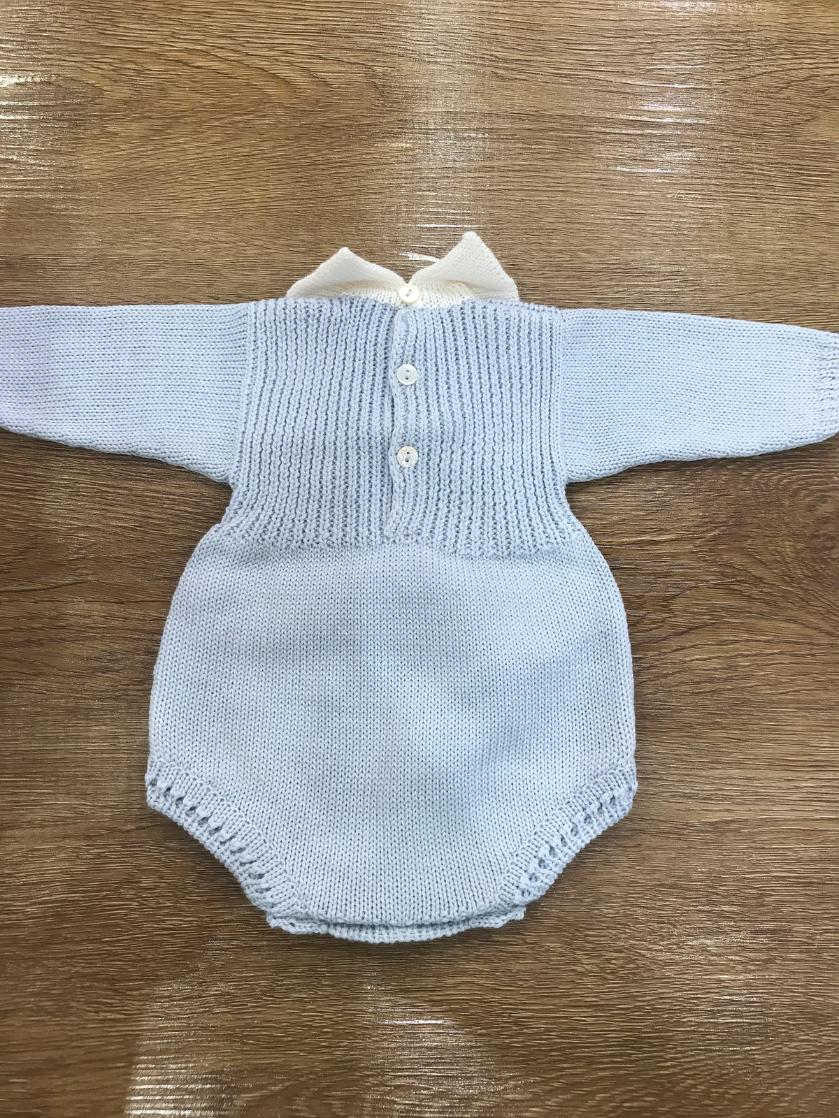 Pagliaccetto Fofettes in lana con colletto bianco e pois ricamati sul davanti