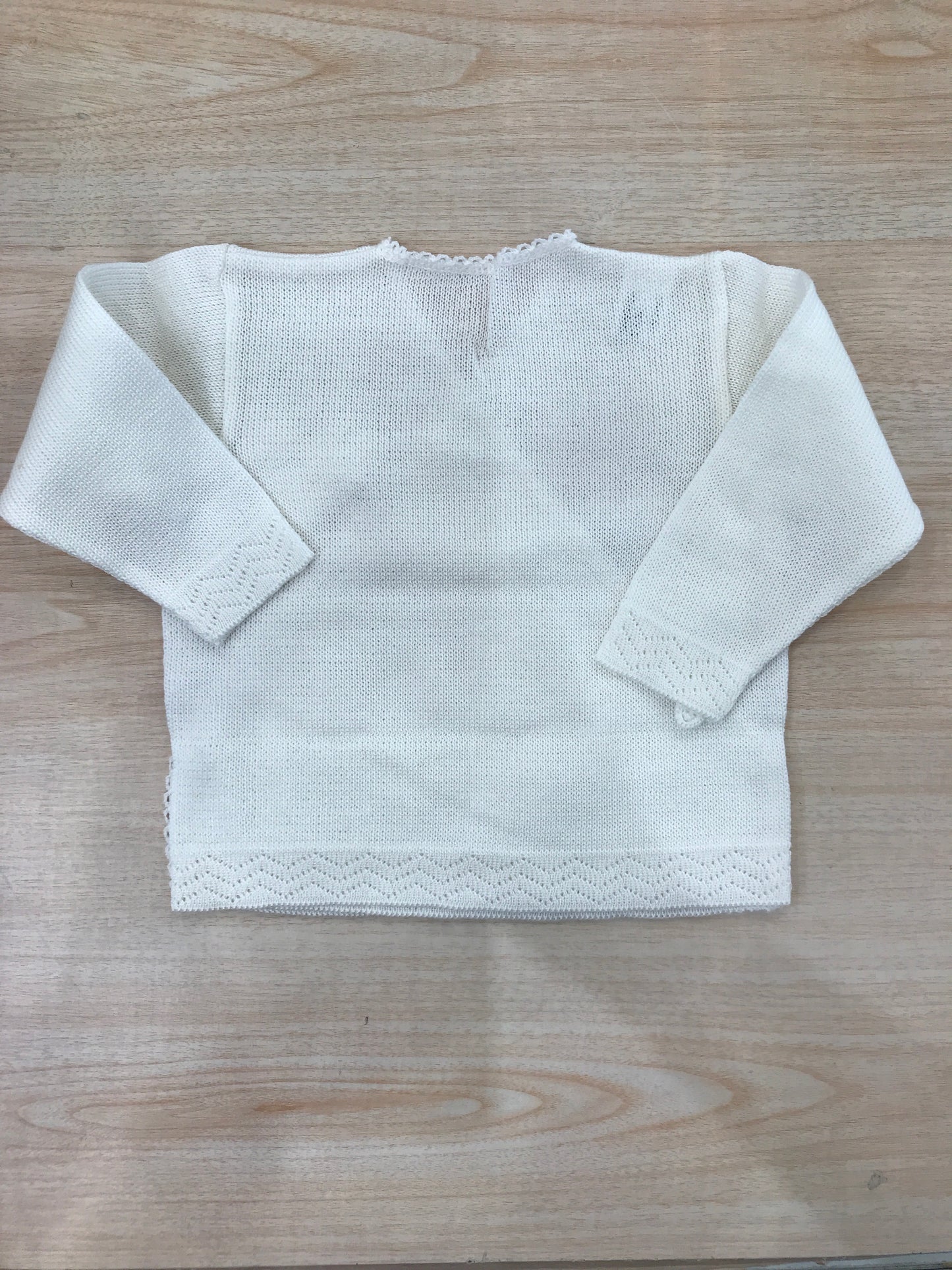 Cardigan Baby Lord in filo panna con chiusura ad incrocio