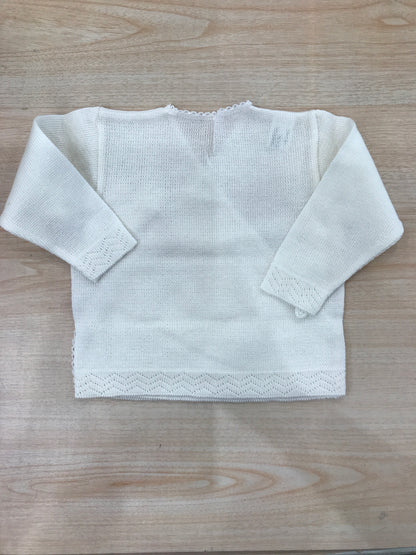 Cardigan Baby Lord in filo panna con chiusura ad incrocio