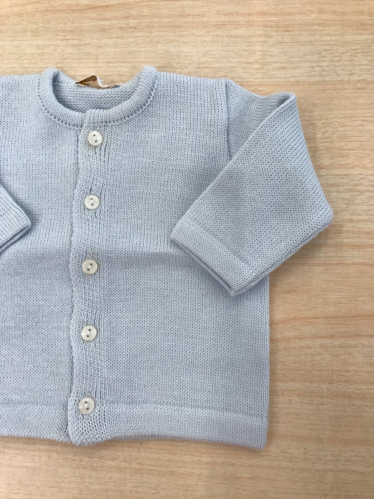 Cardigan Baby Lord in filo celeste con piccoli bottoncini