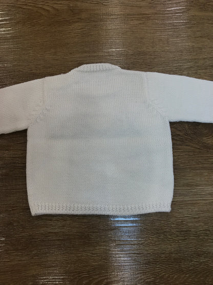 Maglione Fofettes panna con piccoli bottoncini e ricamo rosso sul davanti "xmas"