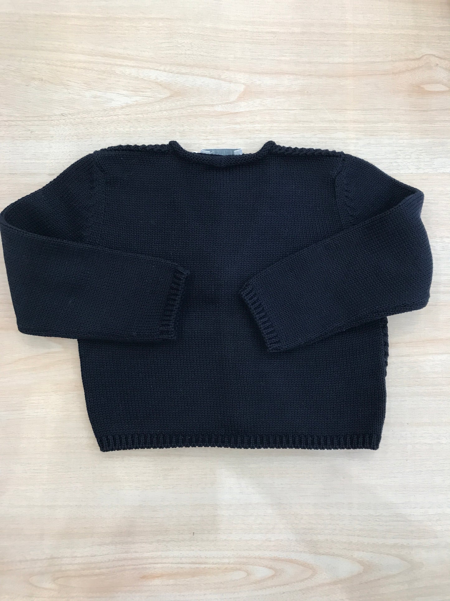 Cardigan Colibrì in filo blu scuro lavorato con scollo e bottoni sul davanti
