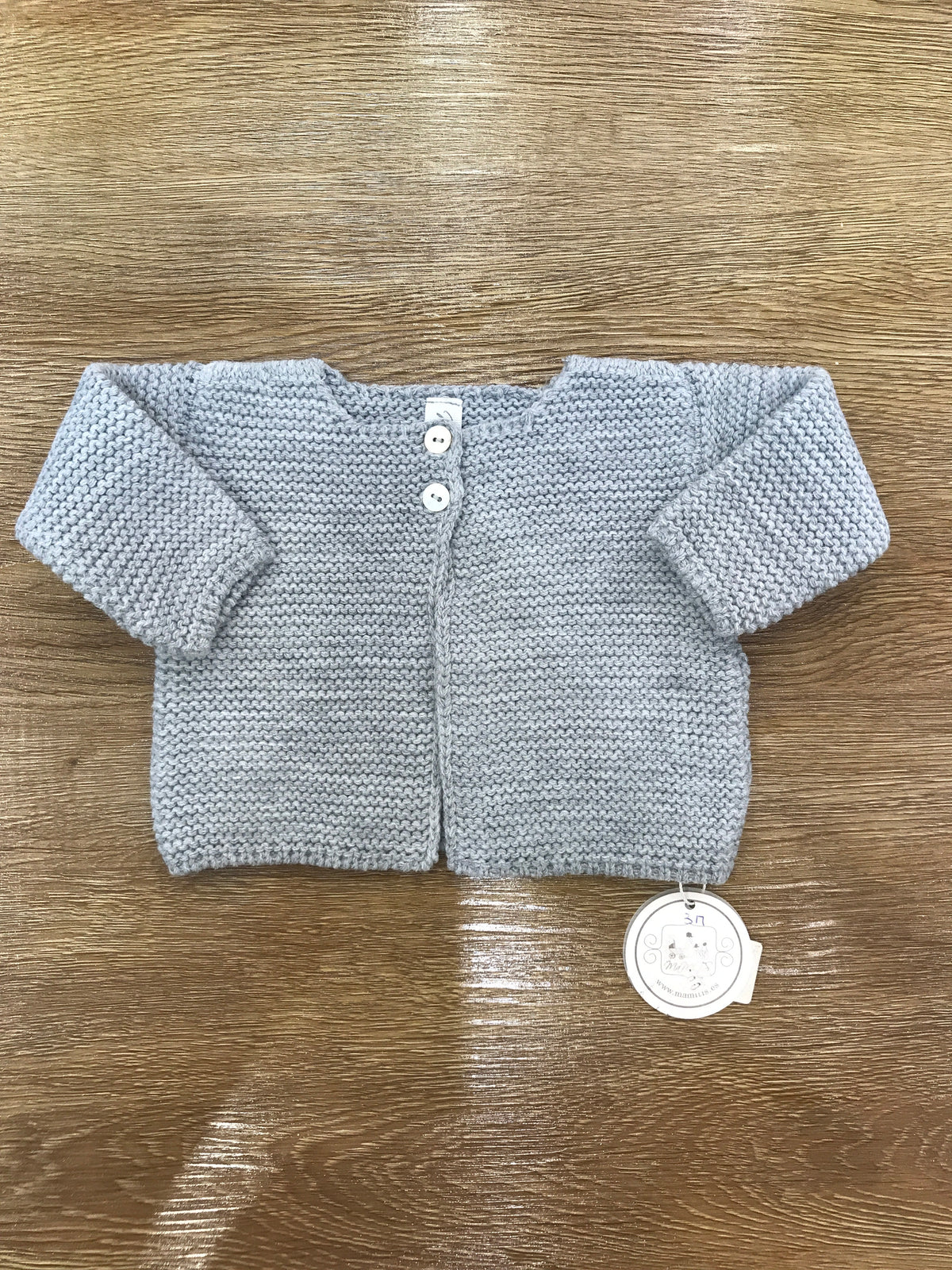 Cardigan Mamitis in lana grigio con piccoli bottoncini