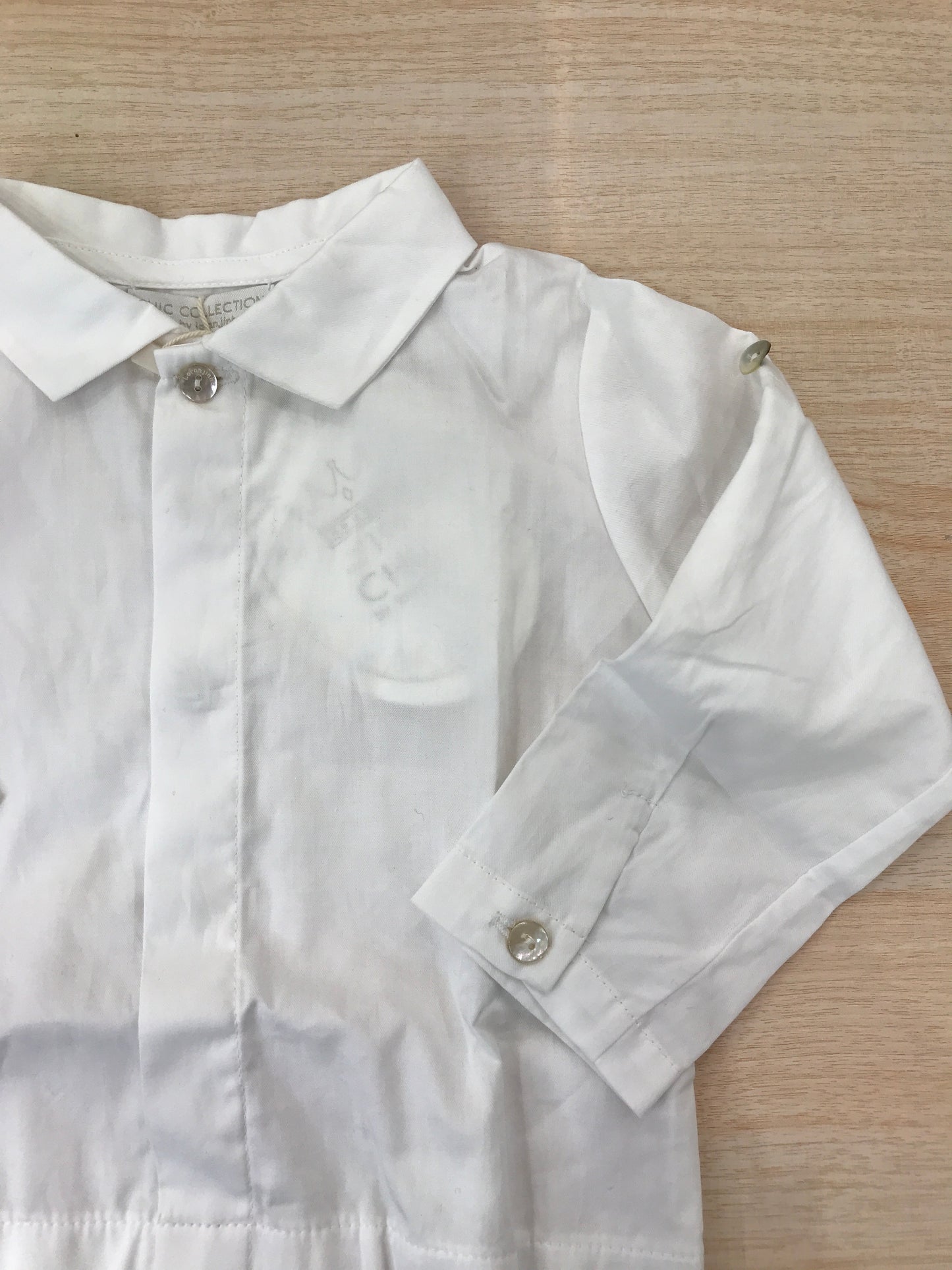 Body Laranjinha in cotone manica lunga effetto camicia colletto a punta