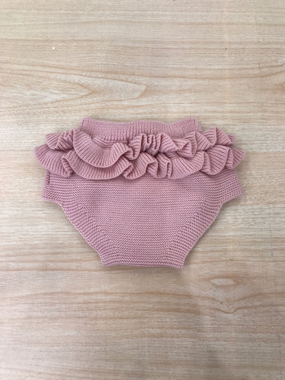 Culotte PCS in filo rosa antico con rusche laterali e sul retro con bottoncini marroni sul davanti