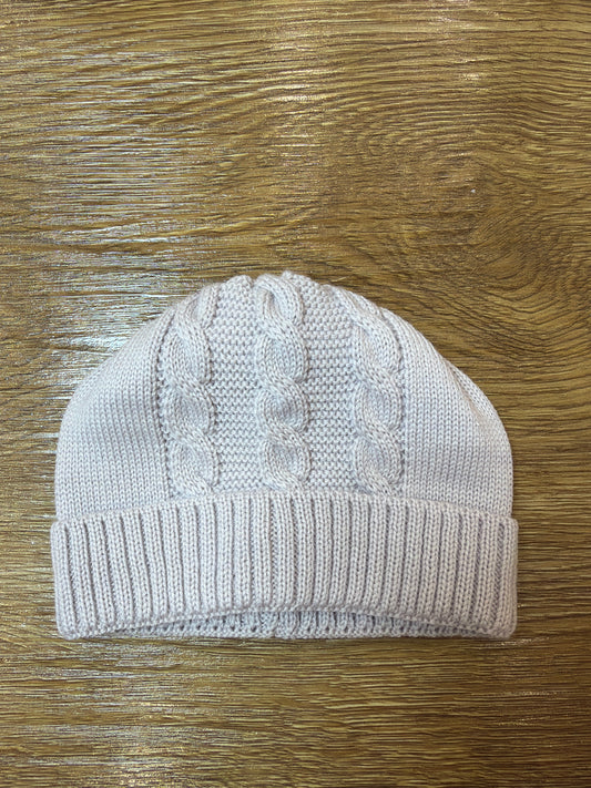 Cappello Baby Lord in lana grigio con risvolto e lavorazione di trecce sul davanti