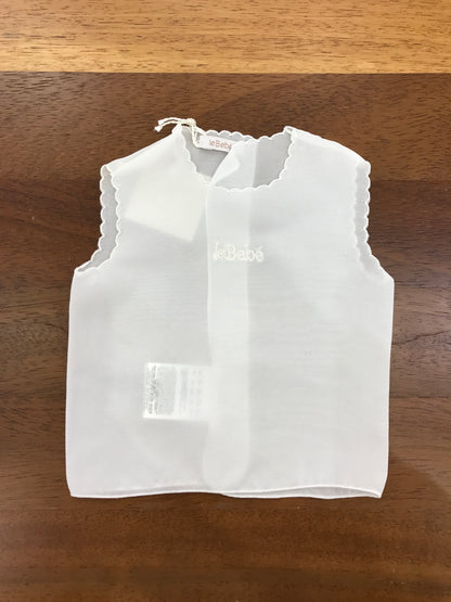 Camicino Fortuna Le Bebè in seta smanicato smerlato bianco