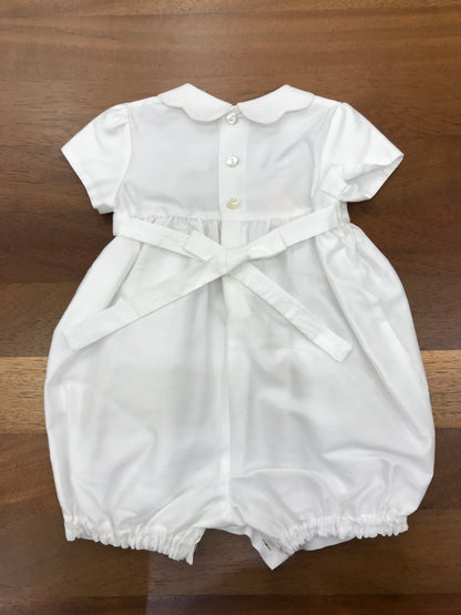 Pagliaccetto les enfants de Gisele in cotone bianco mezza manica a sbuffo con lavorazione sul corpetto