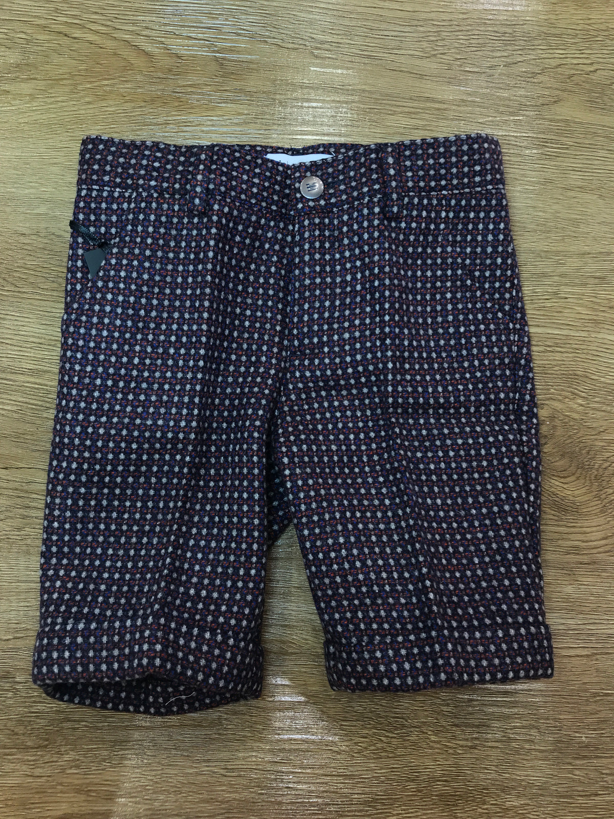 Pantalone John Twig in panno con tasche laterali piccoli dettagli in bordeaux grigio e blu su tutt'esso