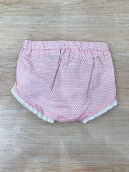 Culotte Laranjinha in cotone rosa con san gallo bianco sul davanti