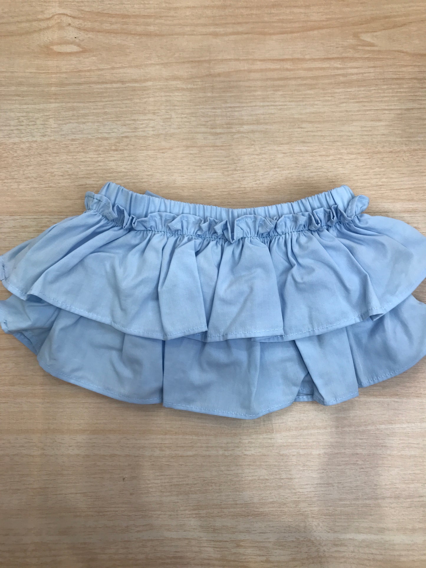 Culotte Fofettes in cotone celeste con rusche e con fiocco sul retro