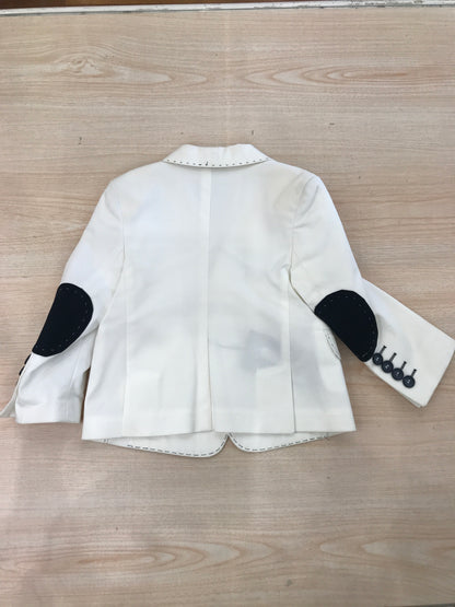 Giacca Sweet Baron in cotone bianco con rifiniture blu scuro con toppe blu