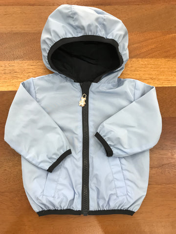 Giacca Impermeabile Nanan double face azzurro e blu con cappuccio e tasche