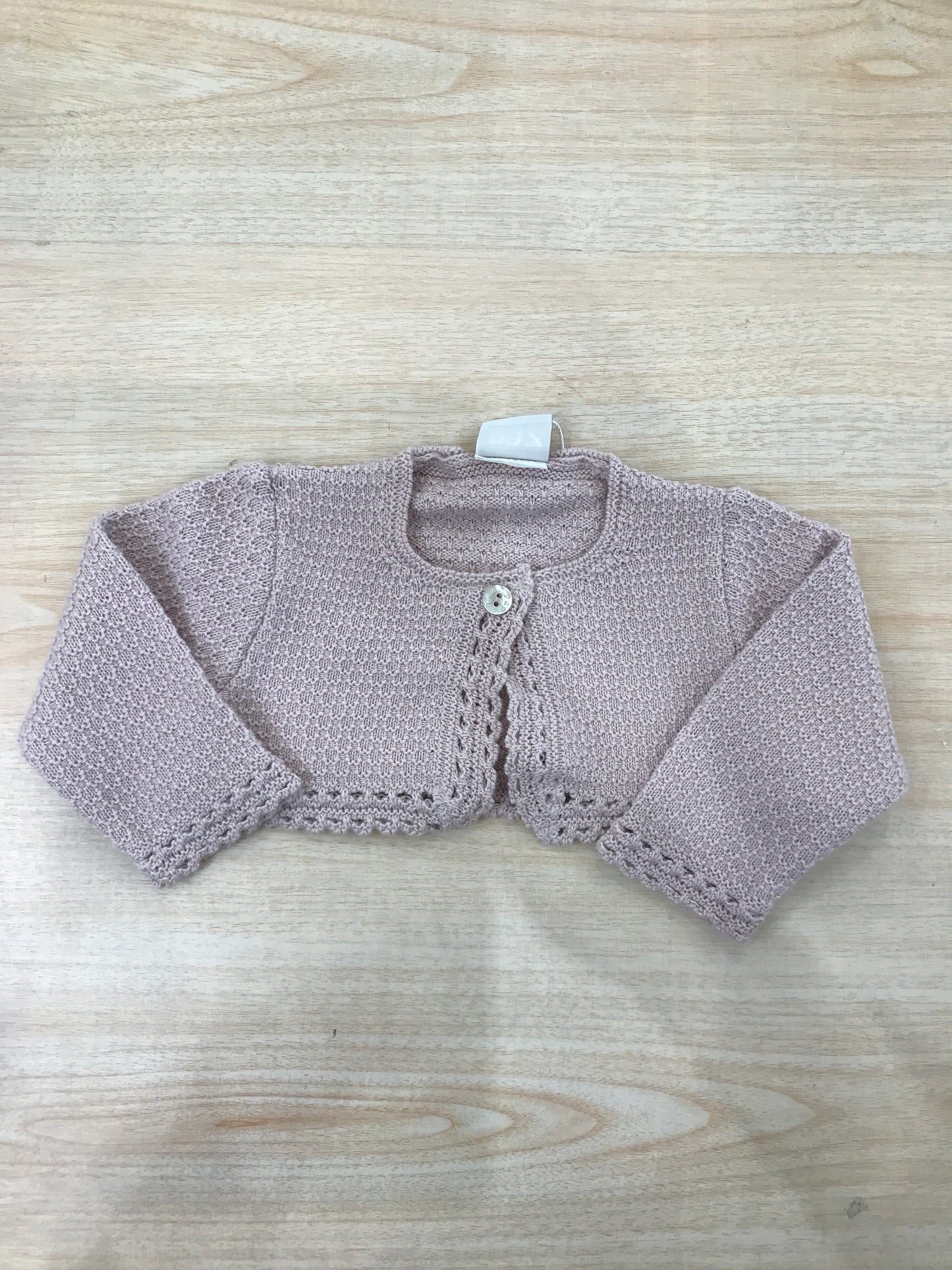 Cardigan Paz Rodriguez in filo rosa antico smerlato con piccolo bottoncini