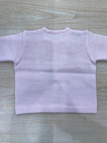 Cardigan Baby Lord in filo con piccoli bottoncini rosa chiaro