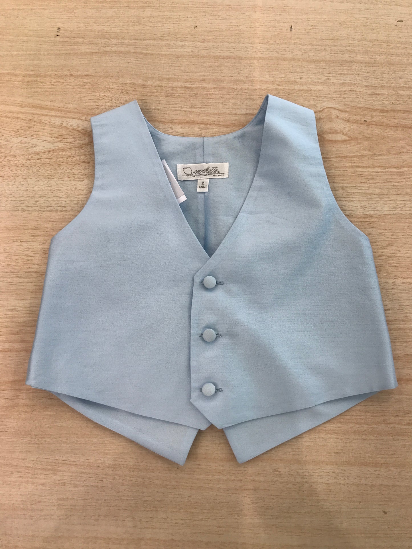Gilet Crochette celeste con bottoncini